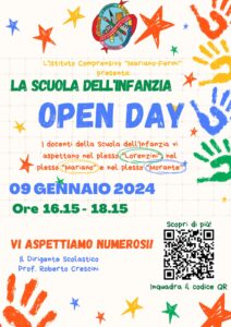 Locandine Open Day di scuola dell'infanzia, primaria e secondaria di primo grado - a.s. 2023/24